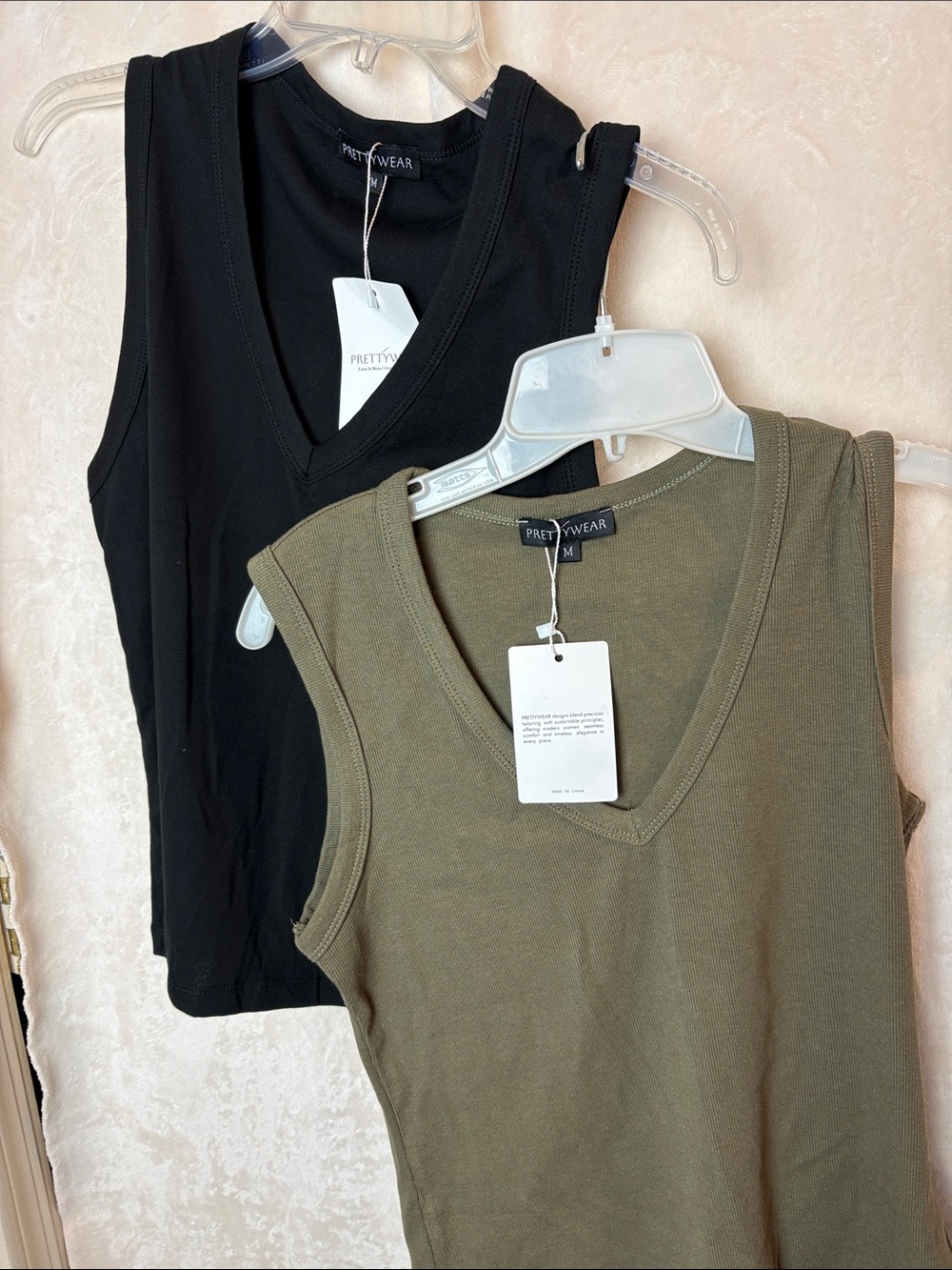 2 NWT Women’s bundle Black & Olive green v-neck Tops size medium